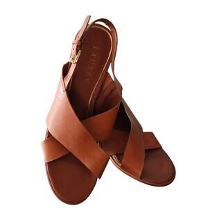 Lauren Ralph Lauren Ankle Strap Chunky Block Heel Dress Sandals Sz 7B Summer
